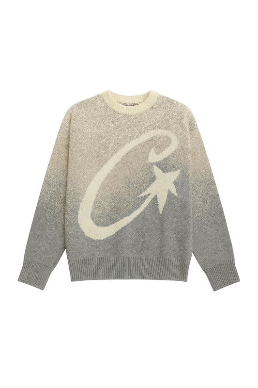 C KNIT SWEATER GREY/BEIGE