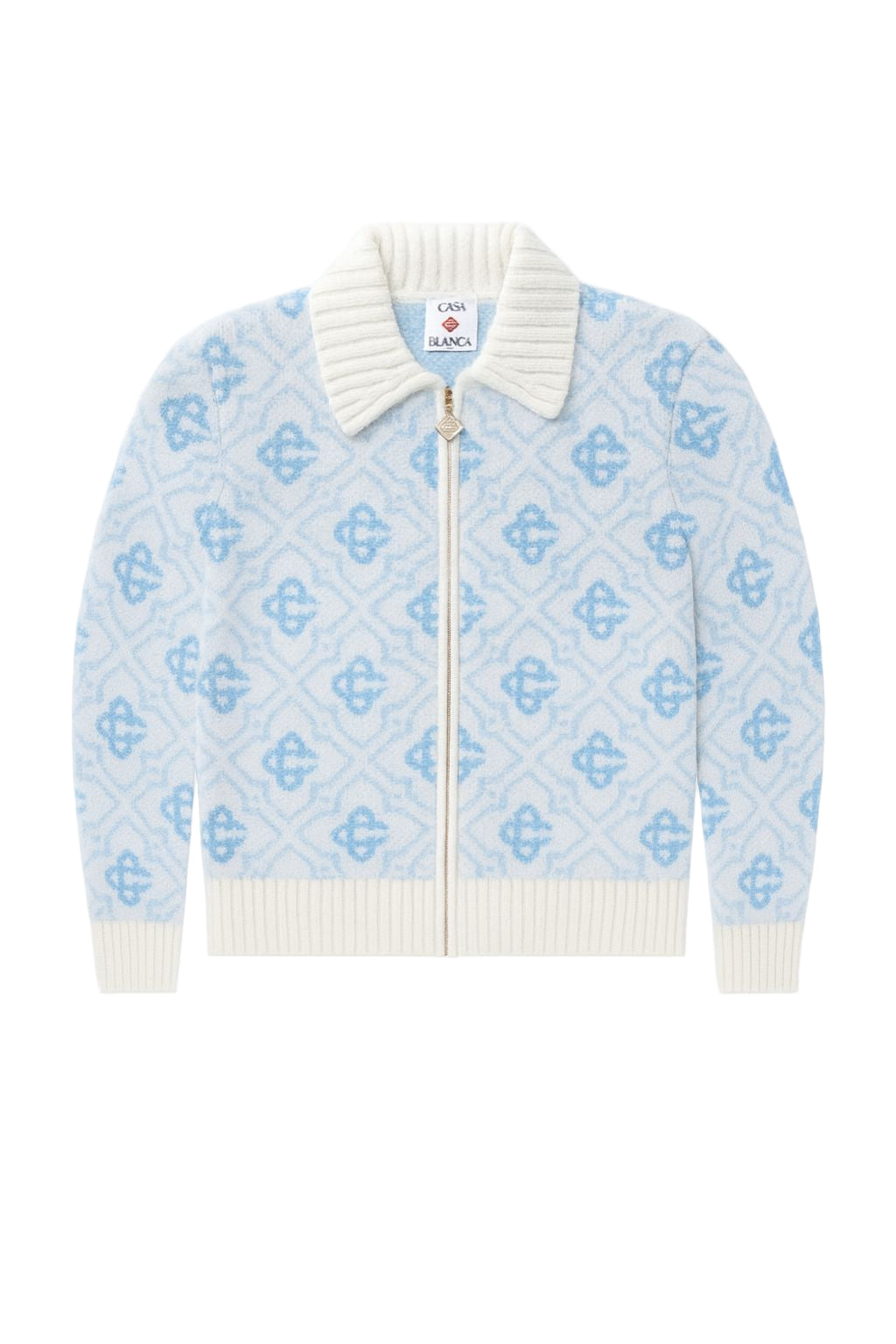"CASA" ZIP SWEATER BLUE CREAM WHITE