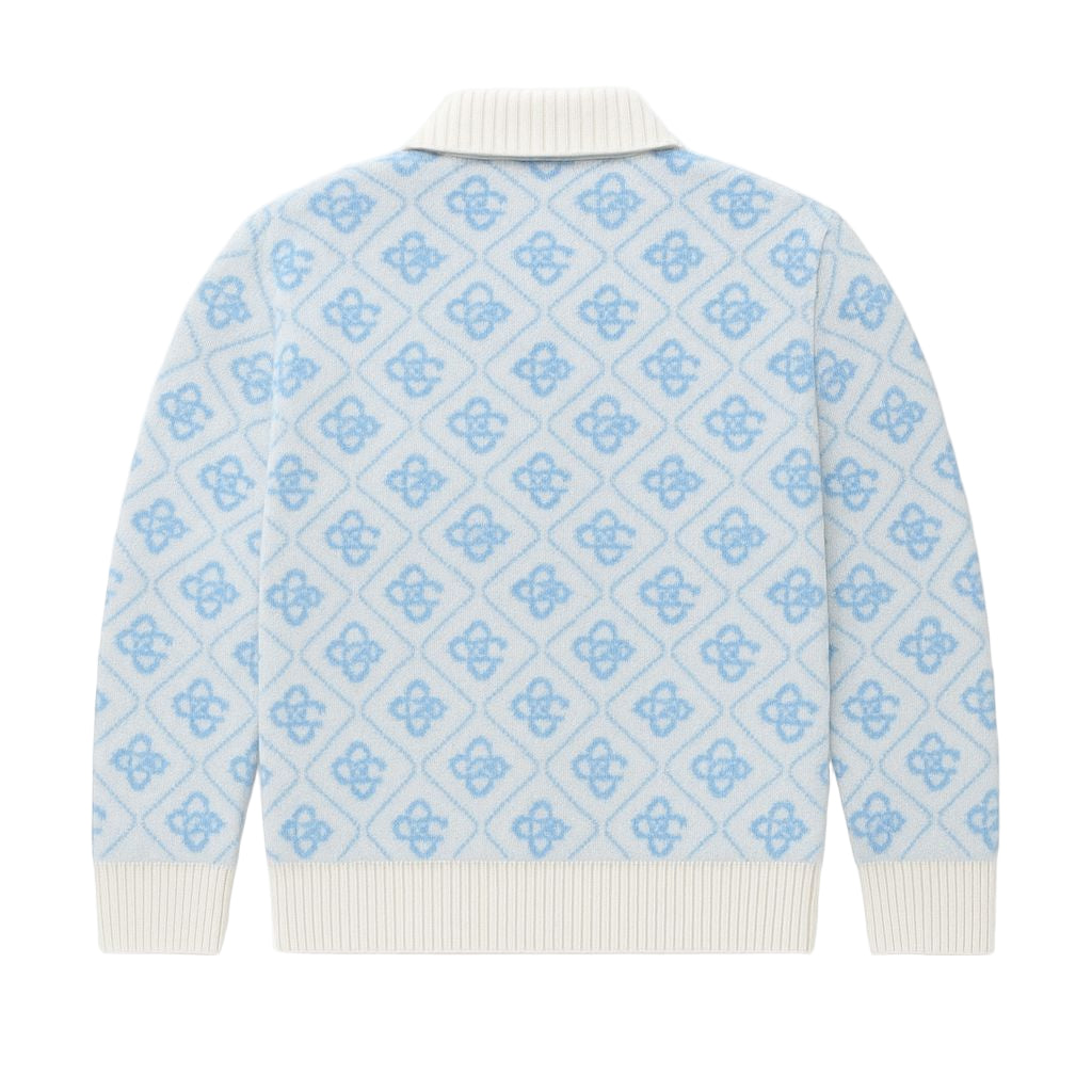 "CASA" ZIP SWEATER BLUE CREAM WHITE