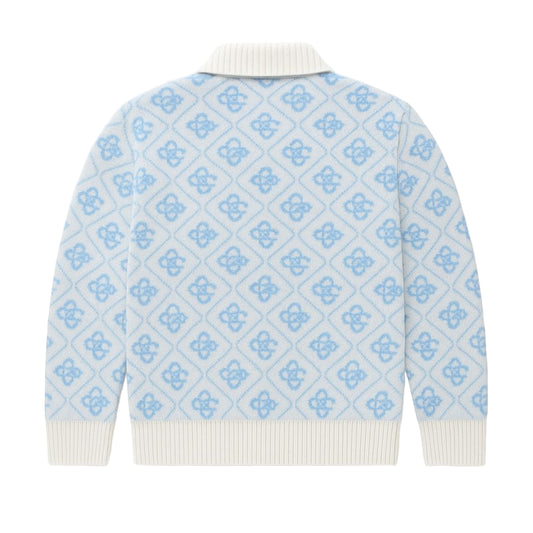 "CASA" ZIP SWEATER BLUE CREAM WHITE