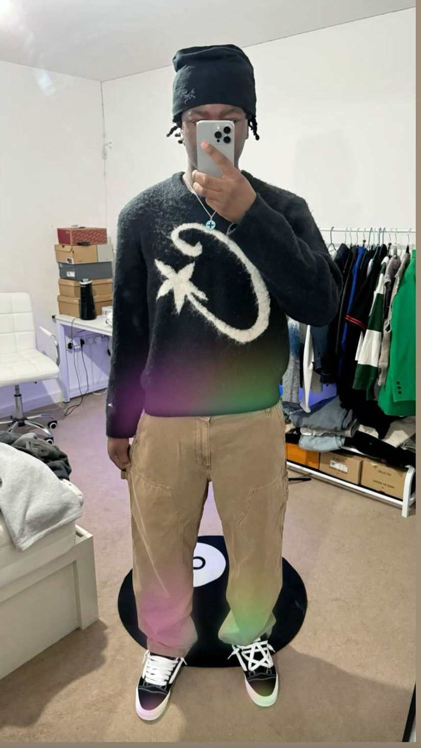 C KNIT SWEATER BLACK